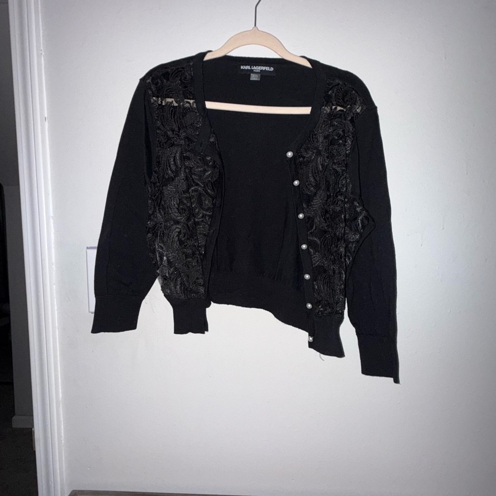 Karl Lagerfeld Black Embellished Cardigan